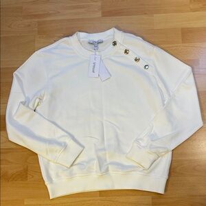 10 Crosby Derek Lam White Sweater with Gold Accents